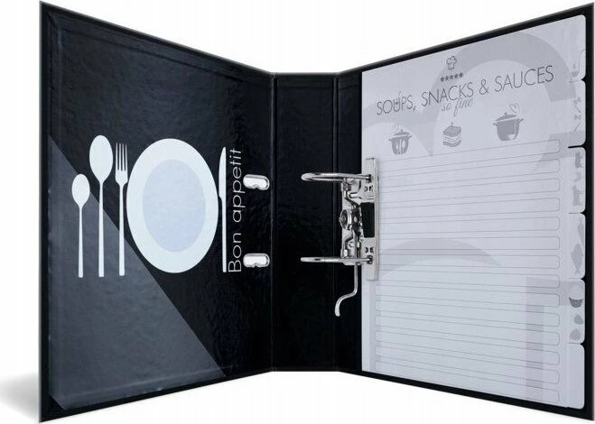 Dosje recetash Herma Home Cooking 19668, DIN A4, me ndarje, 6 ndarës, e zezë