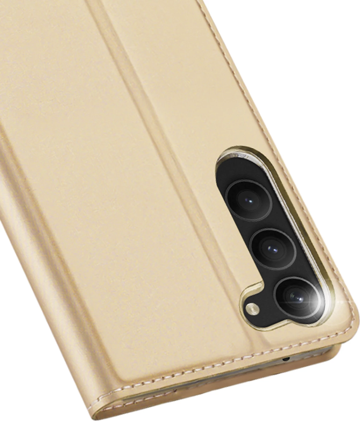 Mbështjellës Dux Ducis Skin Pro për Samsung Galaxy S23+, me xhep kartelash, funksion stand, ari