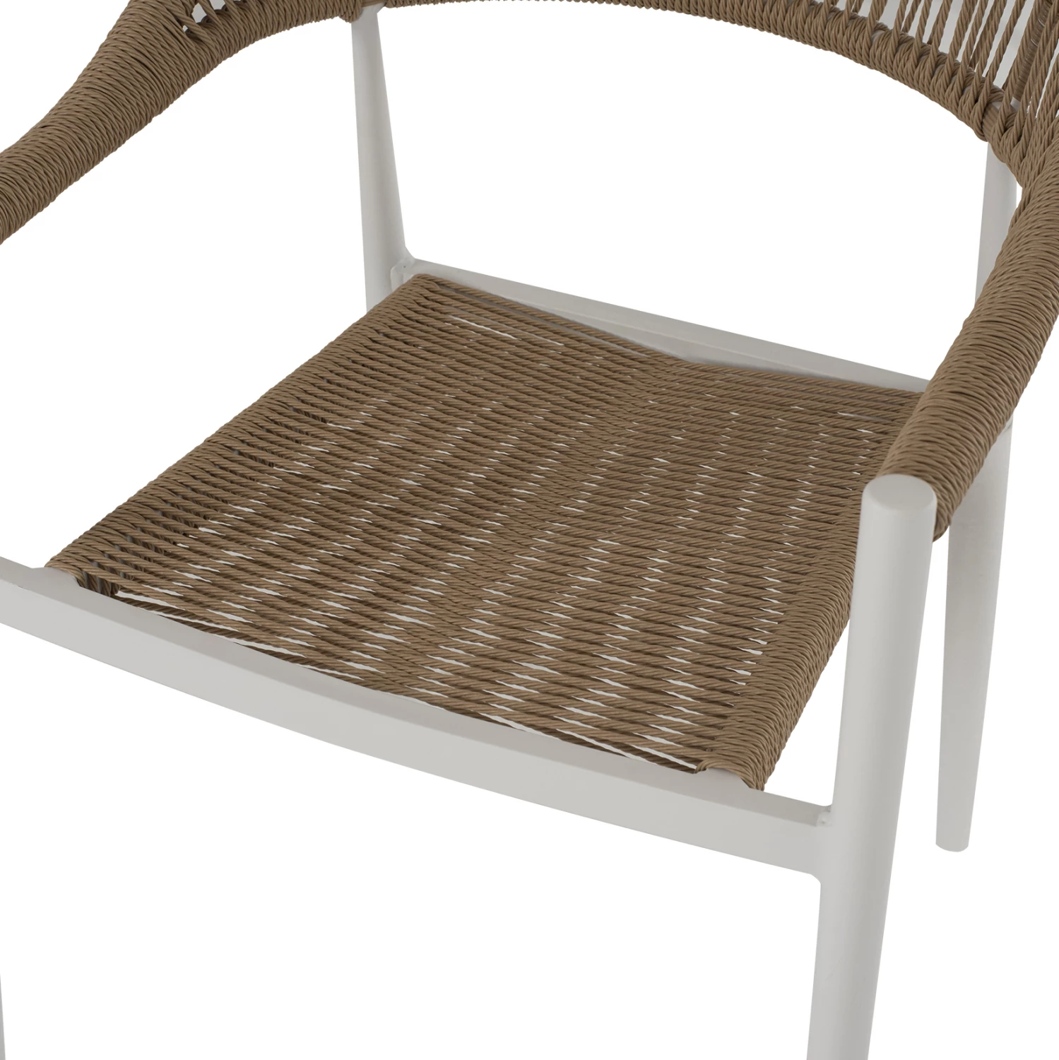 Karrige alumini, ngjyrë e bardhë me rattan bezhë, FH5854.01, 56x55.5x78H