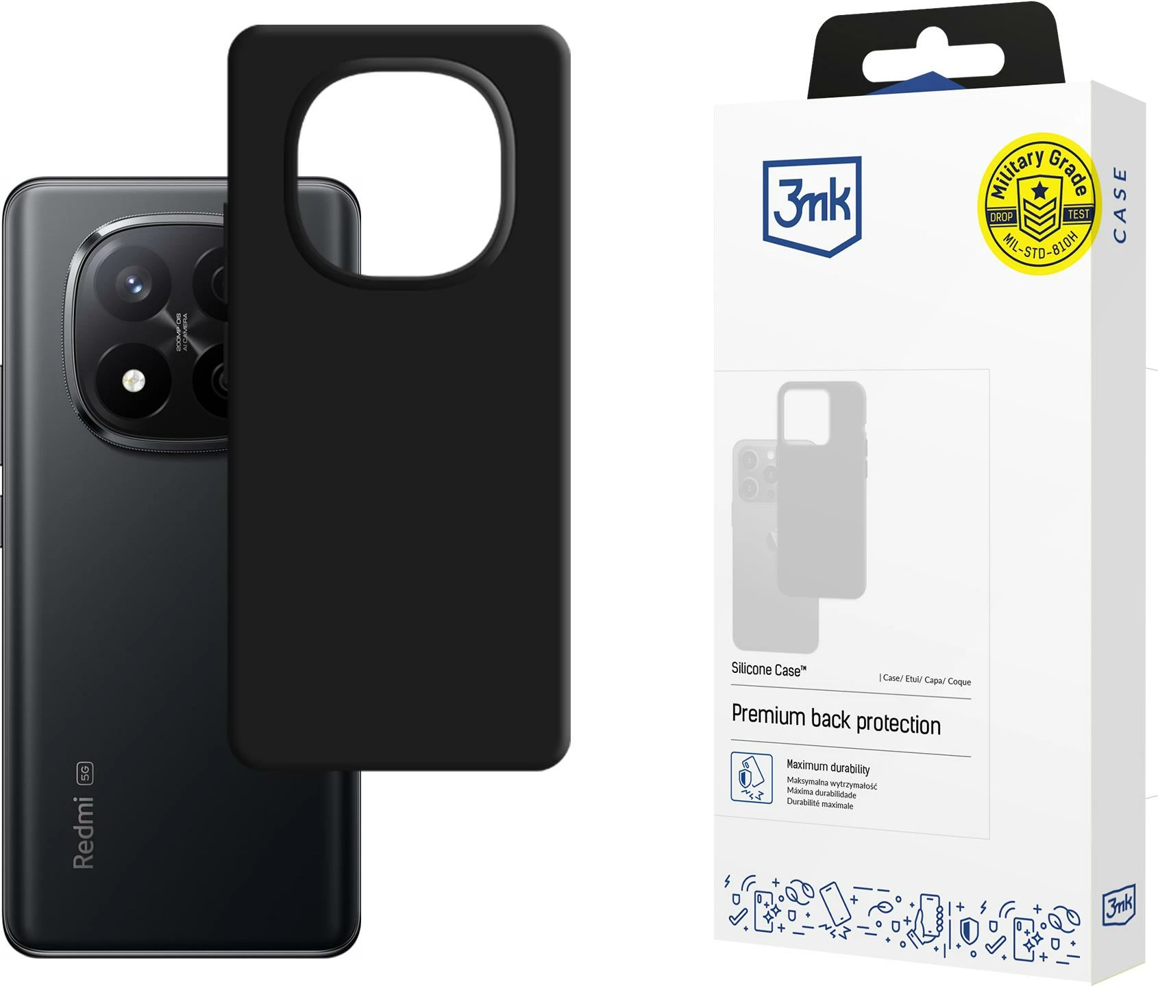 Mbështjellës silikoni 3mk për Xiaomi Redmi Note 14 Pro+, zi