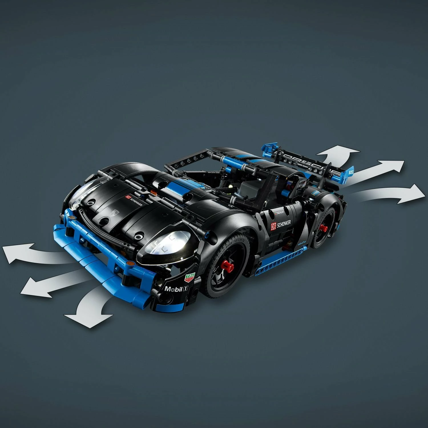Set LEGO Technic Porsche GT4 e-Performance 42176, 834 copë, remote-control me CONTROL+, zi/kaltër