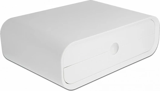 Mbajtëse monitori DeLOCK, me 2 sirtarë, 30 kg, freestanding, e bardhë