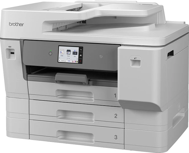 Printer multifunksional Brother MFC-J6977DW, A3, inkjet me ngjyra, duplex, Wi‑Fi, 3 sirtarë letre, bardhë/gri