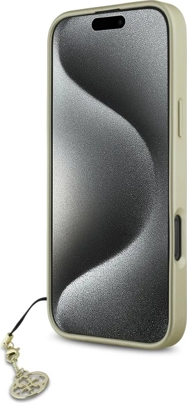 Mbështjellës Guess 4G Charms Collection për iPhone 16 Pro, kafe