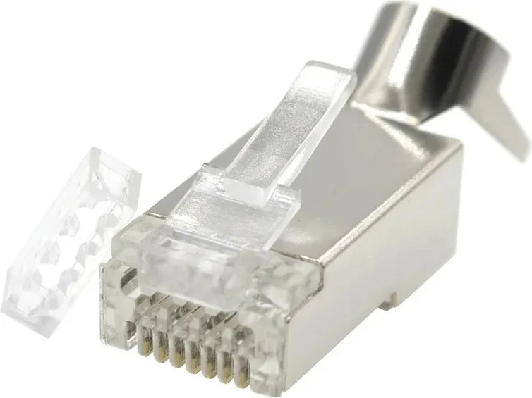 Konektor RJ-45 Gembird LC-PTF7-01/50 CAT7 i blinduar pass-through, 50 copë, i bardhë