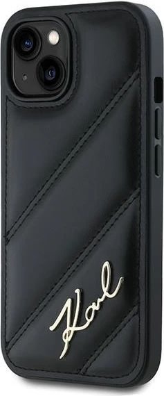 Mbështjellës Karl Lagerfeld Diagonal Quilted Script për iPhone 15/14/13, i zi