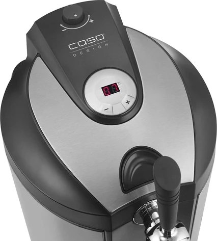 Aparat për toçje birre CASO BeerMaster 582, fuçi 5L, 4–12°C, 65W, i zi/argjendtë, set me adapter Heineken + 3 kartusha CO₂