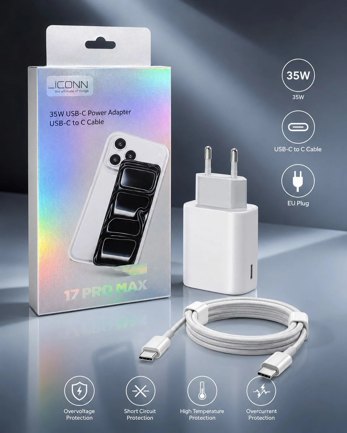Adapter iConn 35W USB-C PD me karikim të shpejtë