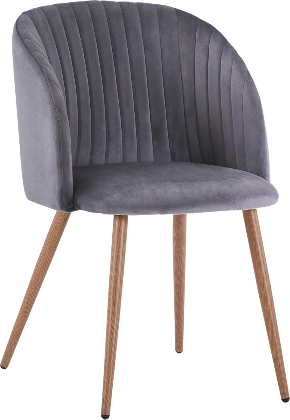 Karrige Leah me kadife gri dhe këmbë metalike FH8543.01 51x58x80 cm, set prej 2 copë