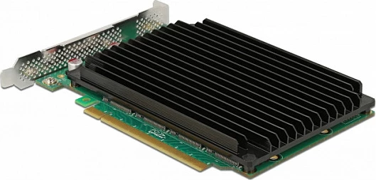 Kartë zgjerimi DeLOCK PCIe x16 në 4x M.2 NVMe, PCIe 4.0, me heatsink, e zezë