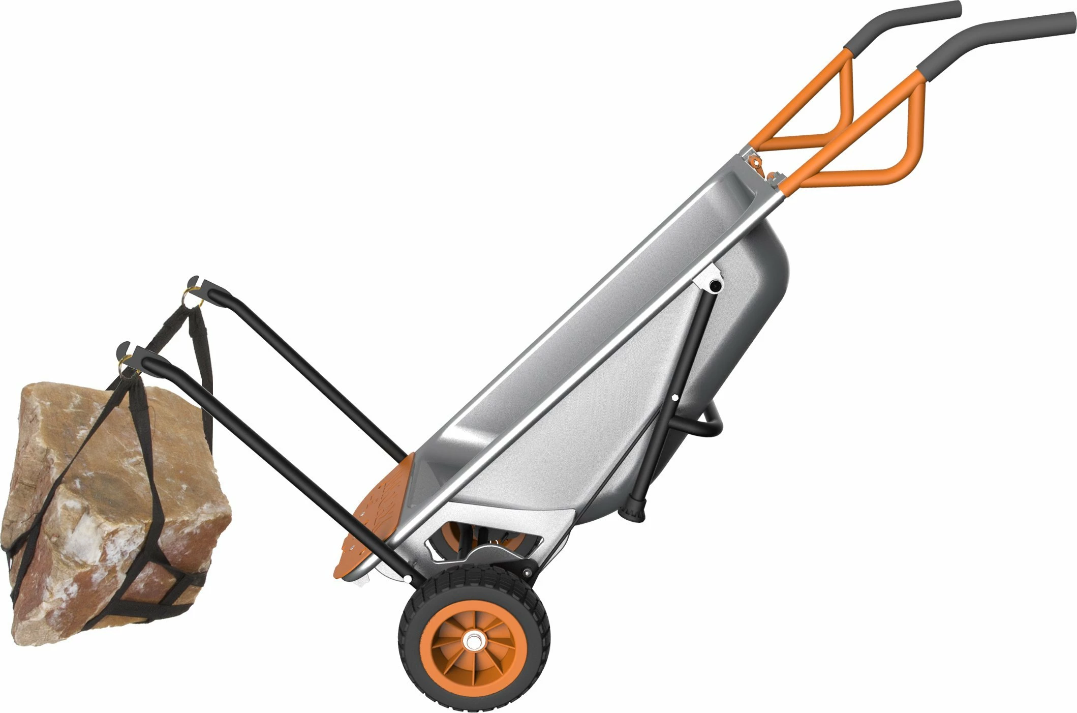 Karrocë dore Worx WG050 110 L 140 kg dy rrota, argjendtë
