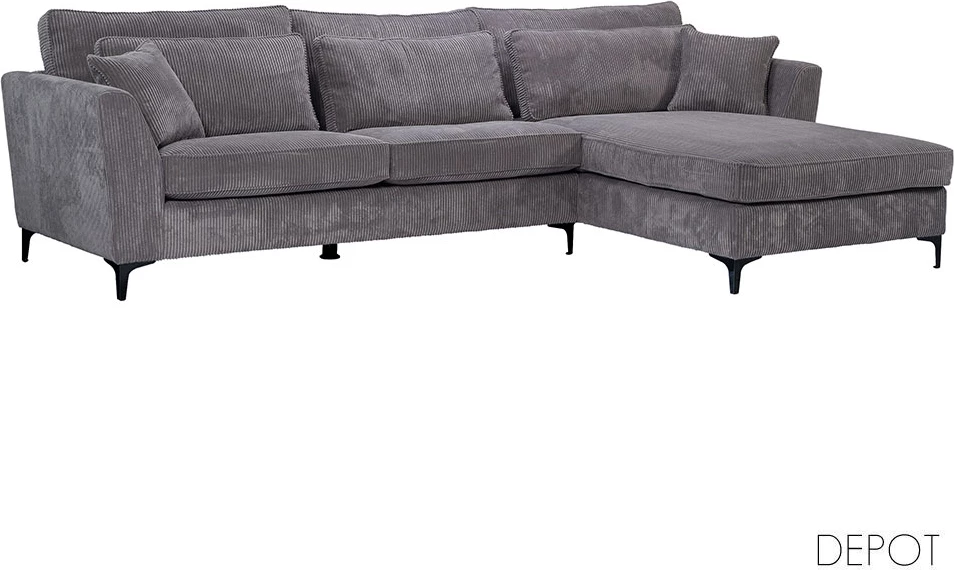 Këndollëse FOREVER, kënd i djathtë, kadife gri Lincoln 90, 316x185x92cm