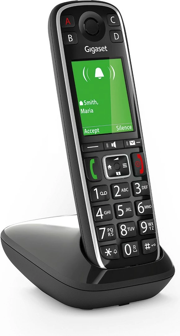 Telefon Gigaset E720, Analog/DECT, Mbajtës pa tel, 200 kontakte, ID thirrës, SMS, Ngjyrë e zezë