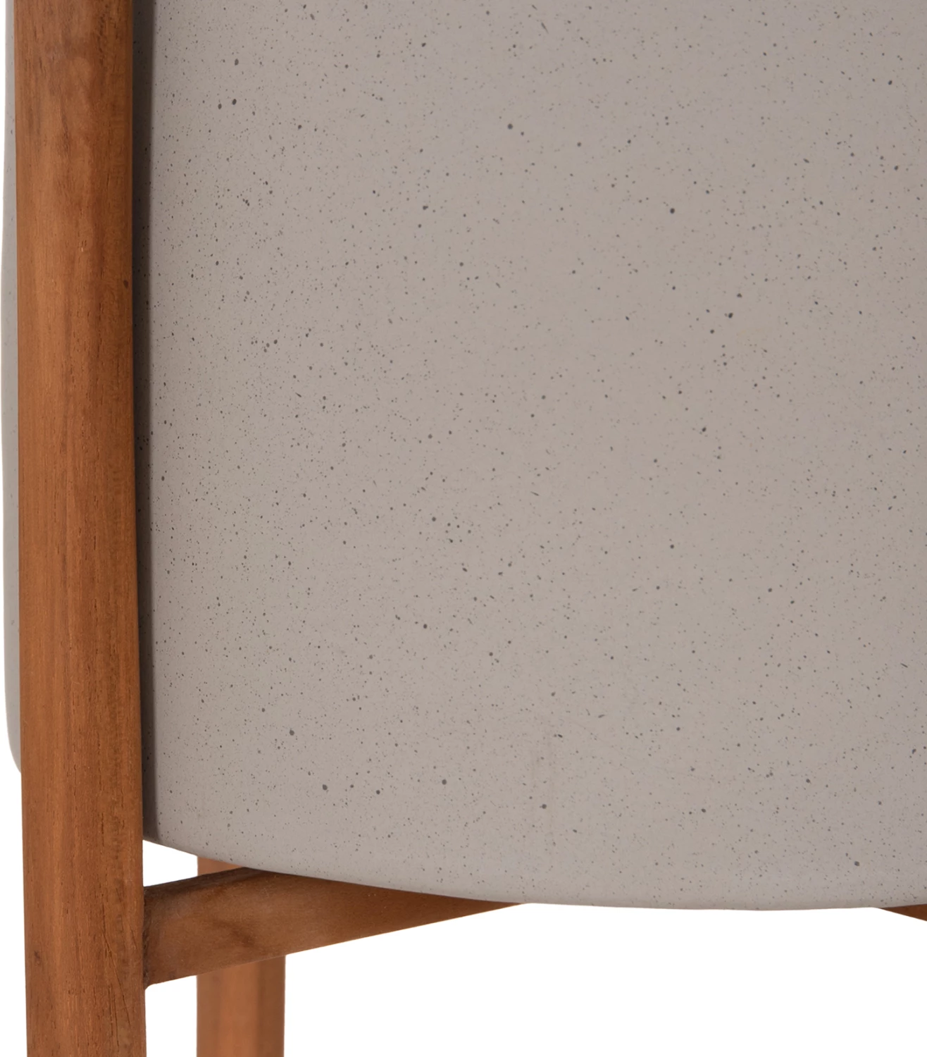 Vazo e brendshme RENTIL, fibër-cement, ngjyrë gri, bazë dru tik, Φ27x56Hcm