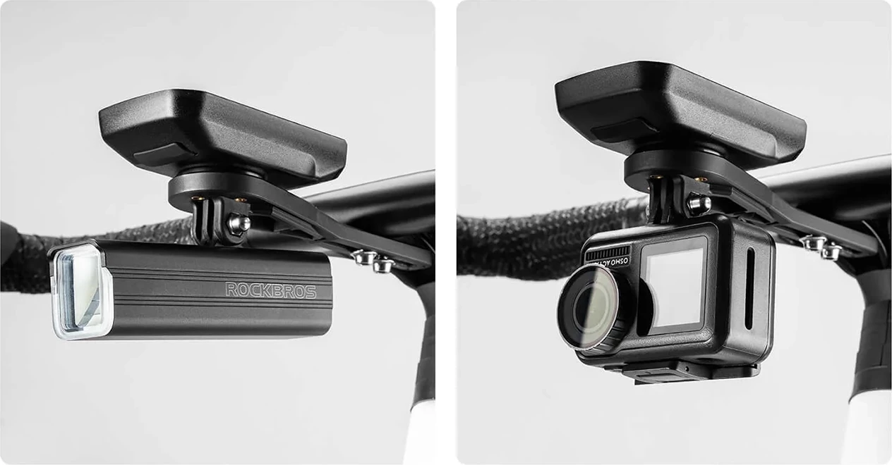 Mbajtës kompjuteri biçiklete Rockbros FK-307S najlon, kompatibil Garmin/Wahoo/Bryton, 13 g, set me 3 baza, i zi