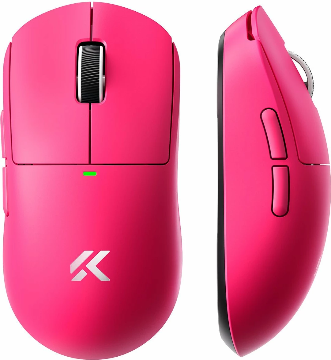 Maus gaming MCHOSE A5 V3 Ultra (MC-A5V3-1), PAW3395, 26000 DPI, 8000 Hz, 6 butona, USB/2.4GHz/Bluetooth, 56 g, pink