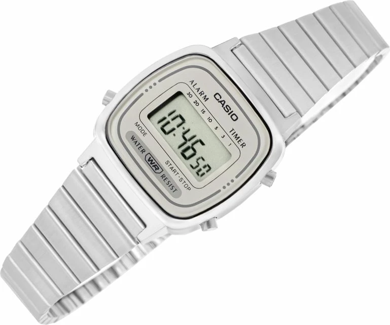Orë dore digjitale femra CASIO LA670WEA-8AEF, argjend