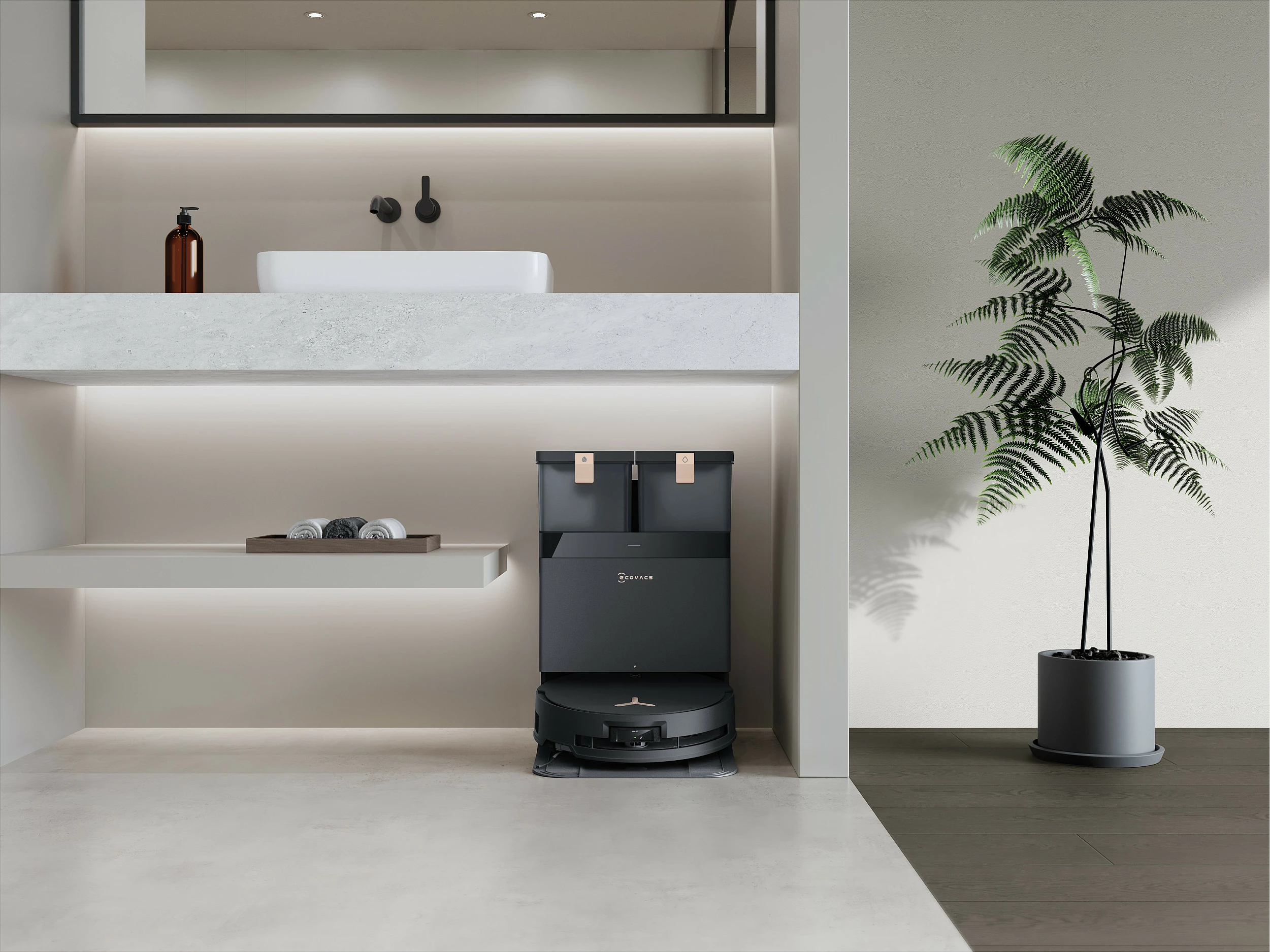Robot fshesë ECOVACS Deebot X8 Pro Omni, 6400mAh, Wi‑Fi, me larje dhe stacion me qese pluhuri, i zi
