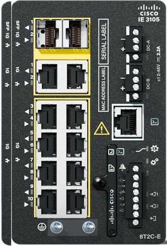 Switch industrial Cisco IE3105 8 porte Gigabit, 2 porte combo, i zi