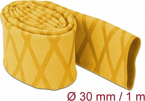 Tub termo-ngushtues DeLOCK X-pattern, 1 m x 30 mm, 2:1, i verdhë