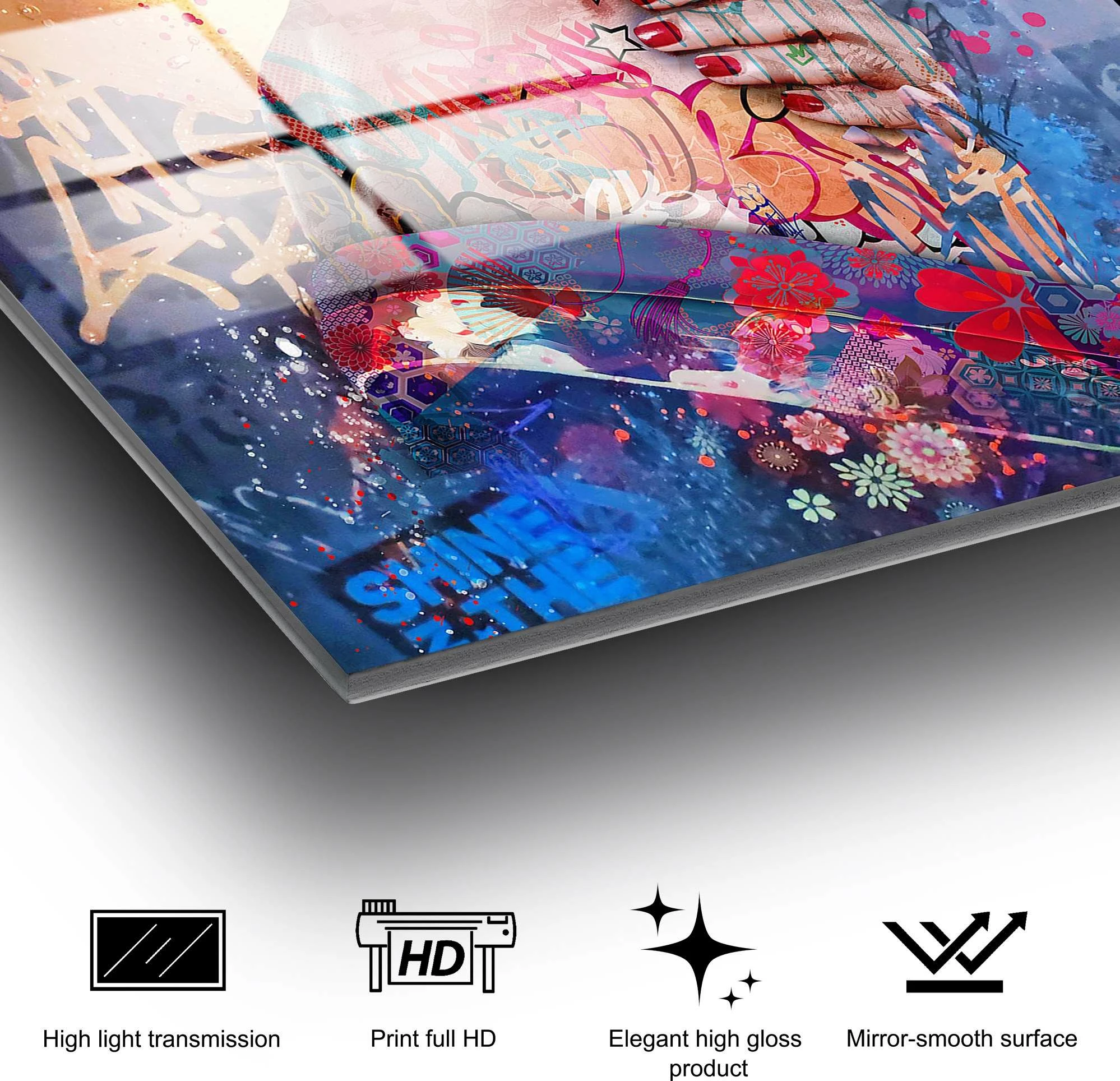 Pikturë dekorative prej xhami të temperuar, shumëngjyrëshe, UV-727, 70x100cm