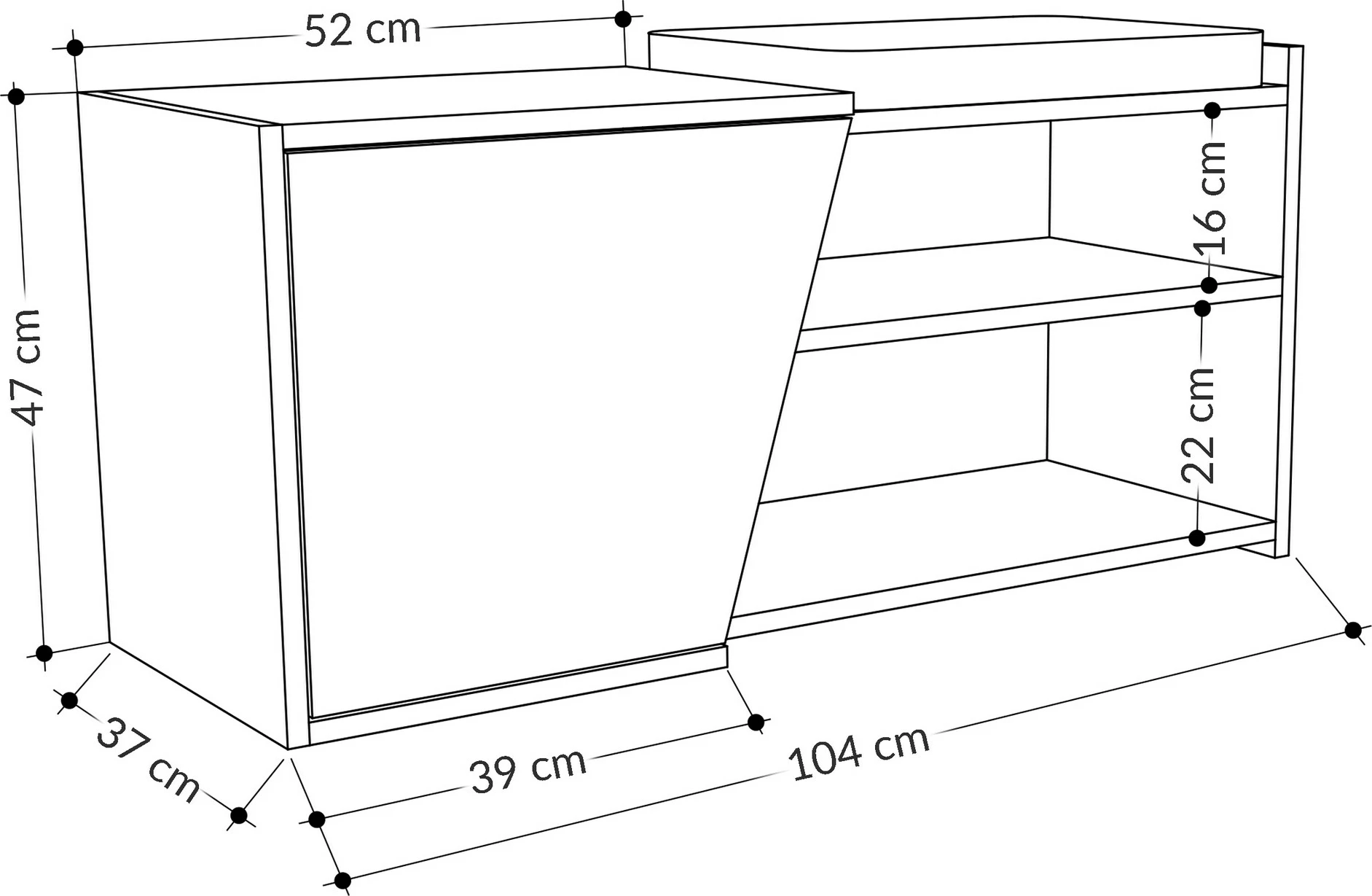 Dollap këpucësh me ulëse Fiona, Skye Decor, antracit, e bardhë