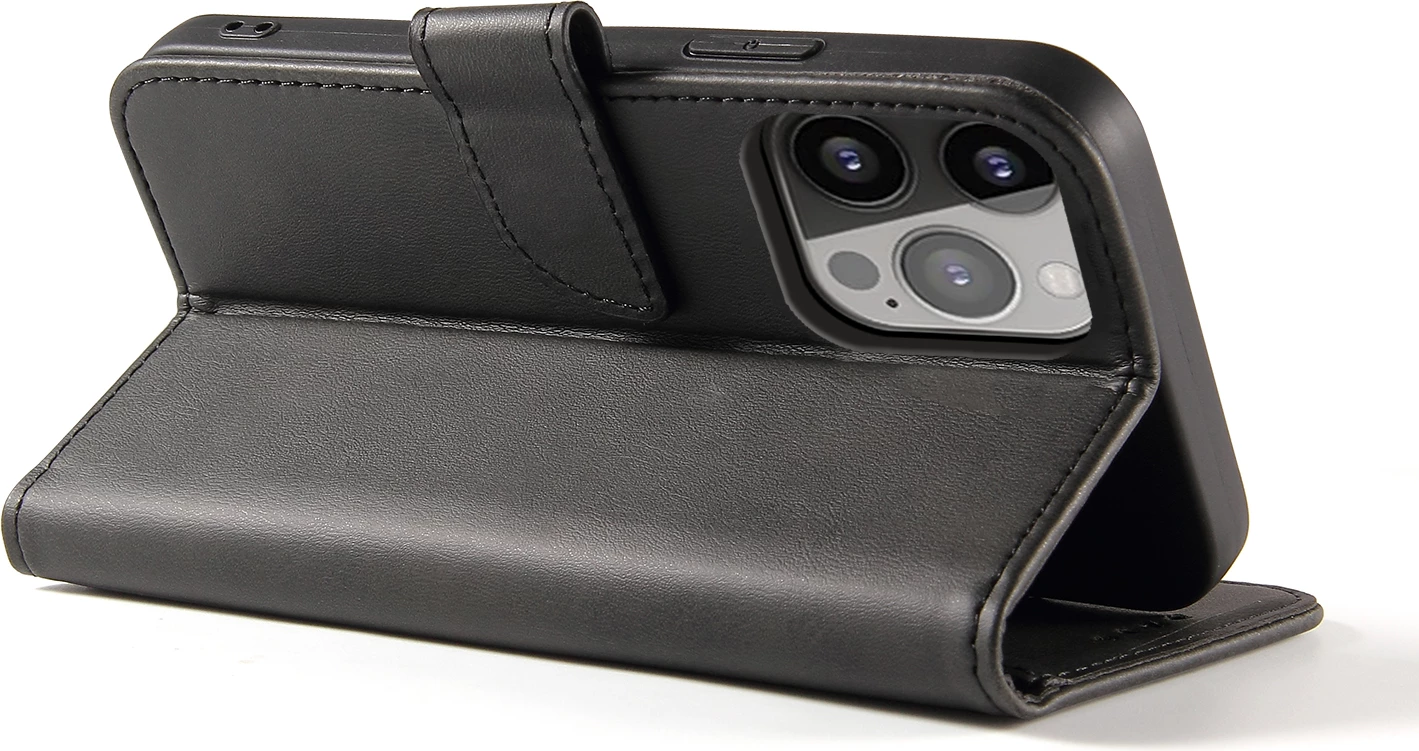 Mbështjellës Hurtel Magnet Case bookcase për iPhone 13 Pro Max, i zi