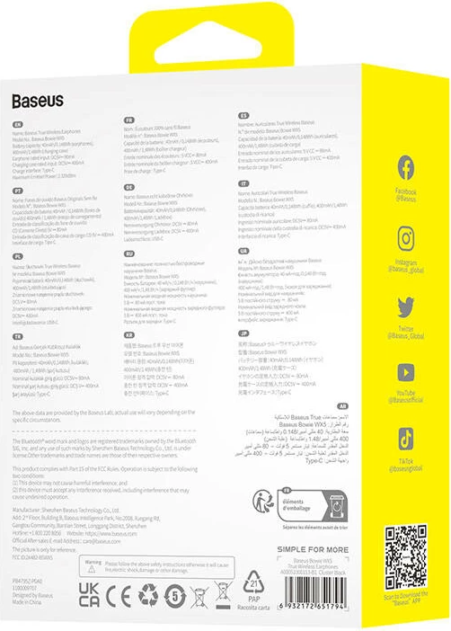 Kufje TWS Baseus Bowie WX5 ANC BT 5.3 6.5h/30h USB-C AAC/SBC të zeza