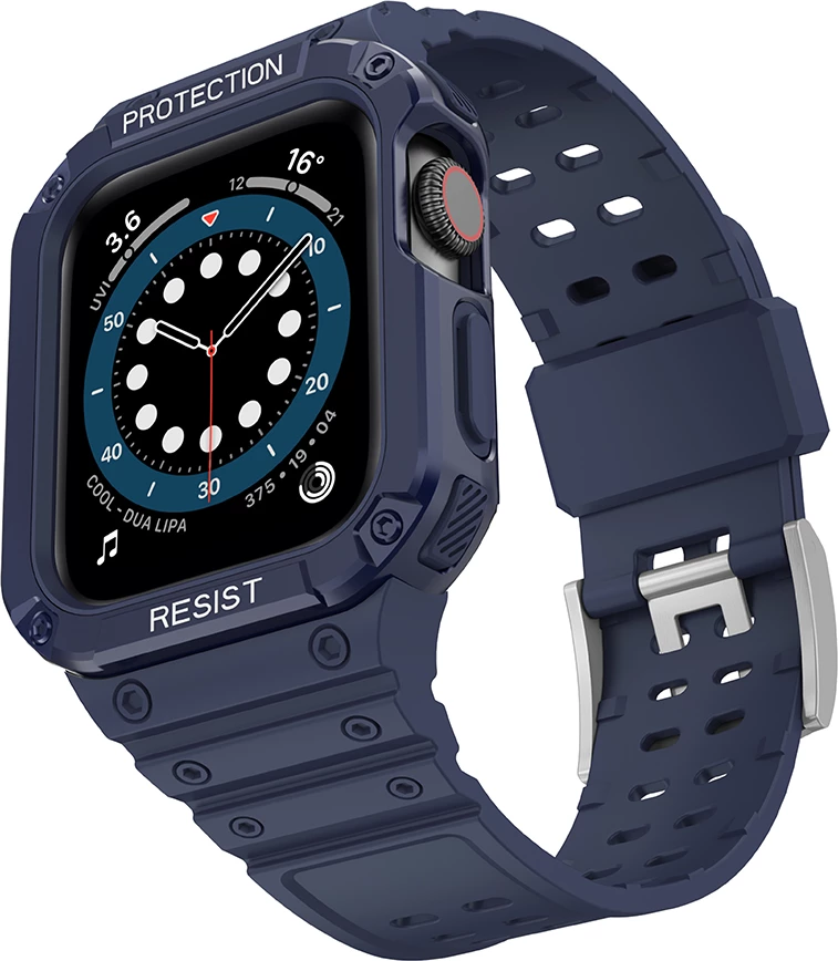 Rrip mbrojtës me kasë Hurtel për Apple Watch 9/8/7/6/5/4/3/2/SE/SE2, 41/40/38mm, Blu