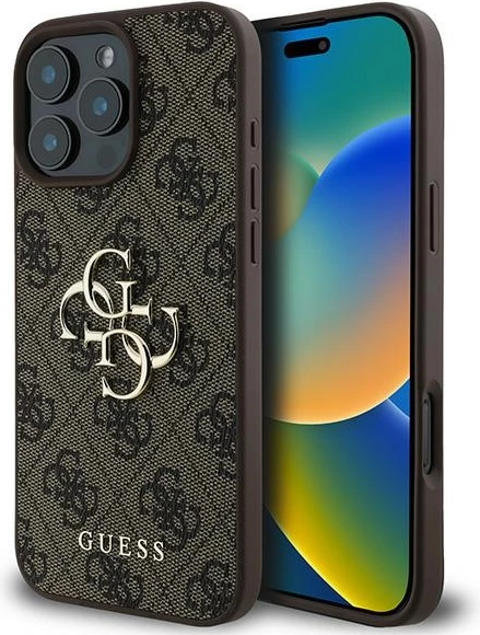 Mbështjellës Guess 4G Big Logo për iPhone 16 Pro, Kafe