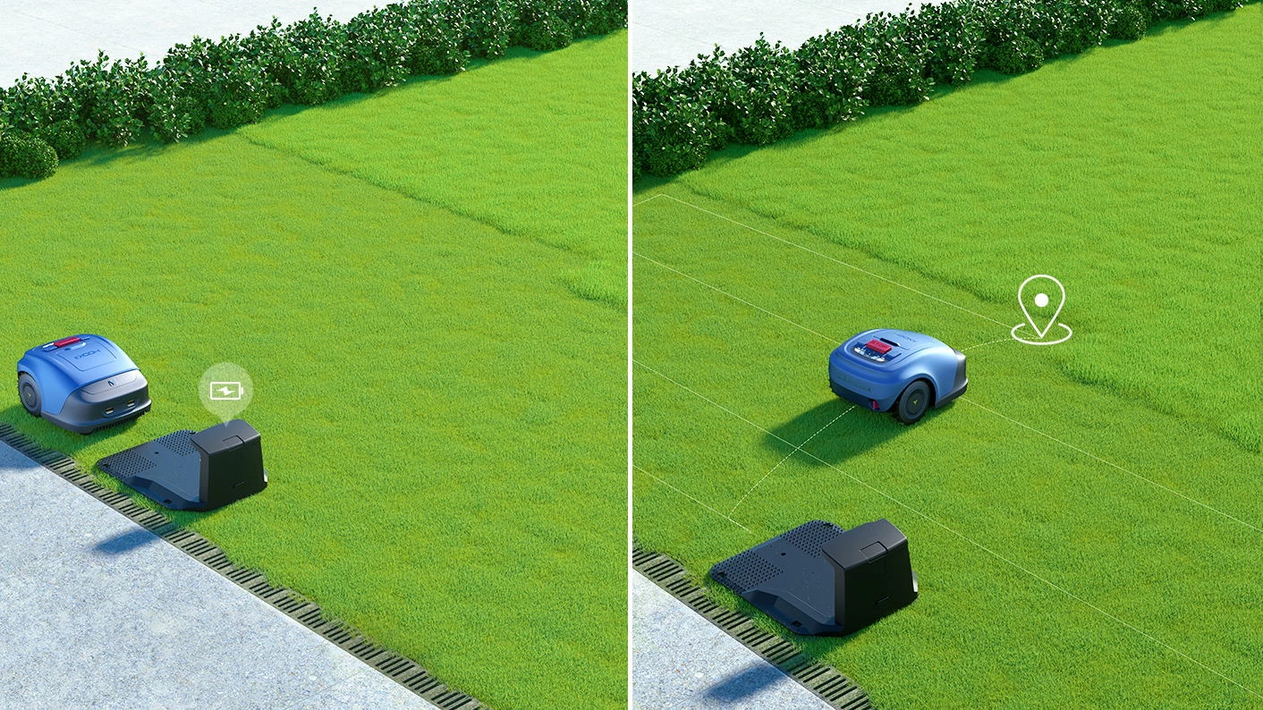 Robot kositës bari HOOKII Neomow S, WiFi, bateri 4400 mAh, IPX5, me tel kufizues 150 m, kaltër/zi