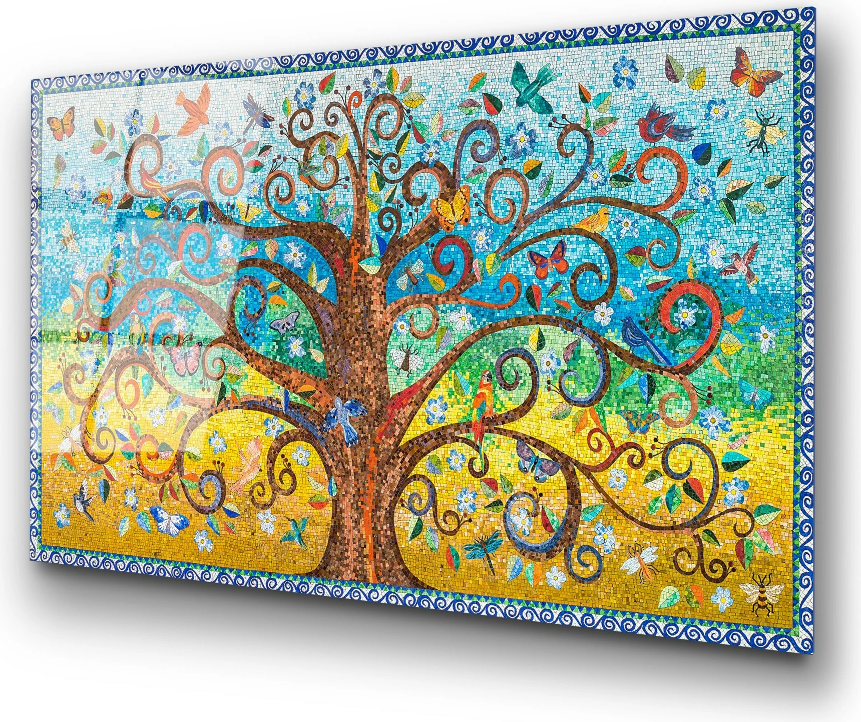Pikturë dekorative prej xhami të temperuar, 'Pema e Jetës', shumëngjyrëshe, UV-211, 70x100cm