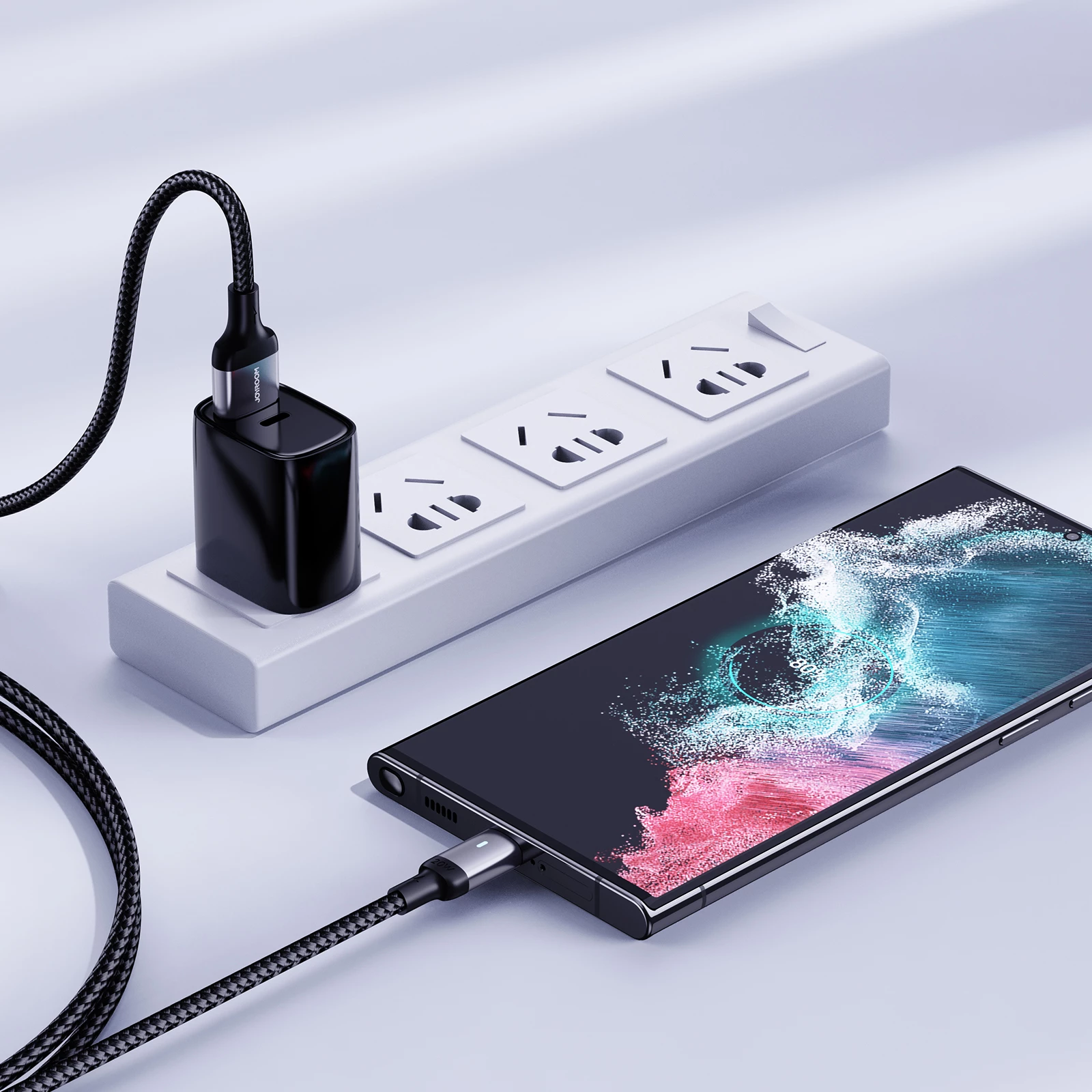 Kabllo USB-A në USB-C Joyroom Extraordinary Series A10 S-UC027A10B 1.2 m 3A LED, e zezë