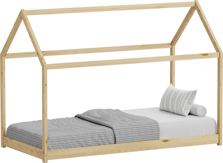 Krevat fëmijësh Nino Montessori, dru pishe, ngjyrë natyrale, 90x190cm