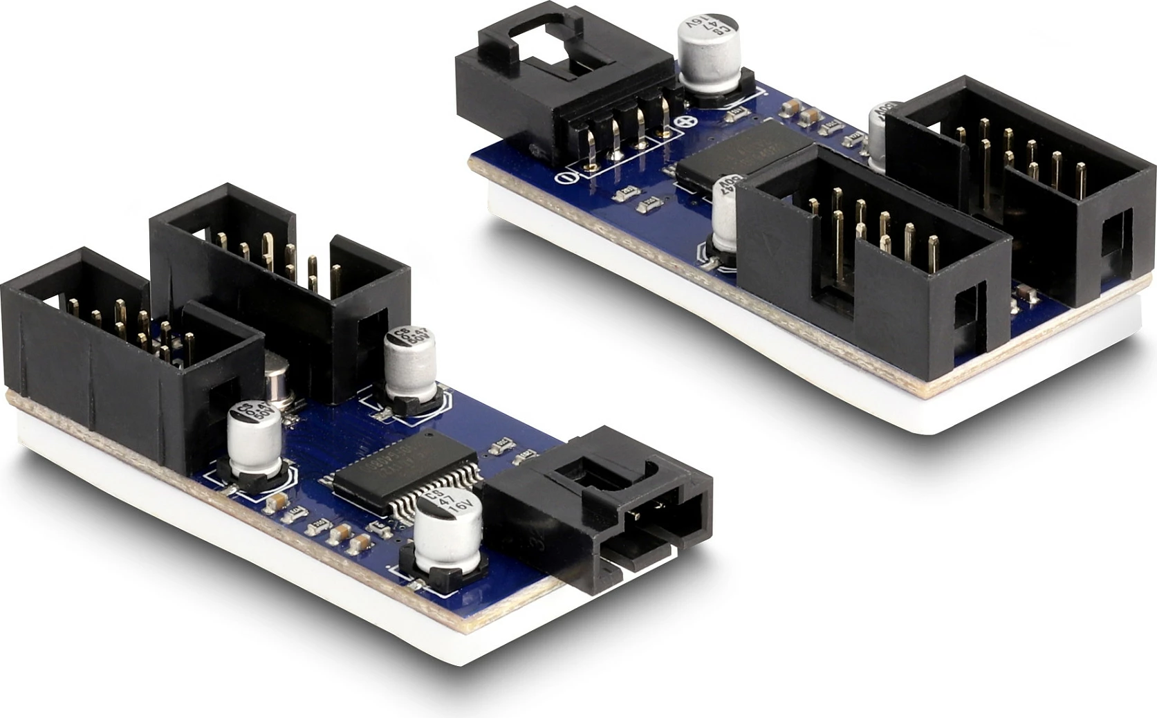 Hub i brendshëm USB DeLOCK 2-Port, USB 2.0 header 4-pin në 2x 9-pin, zi/kaltër