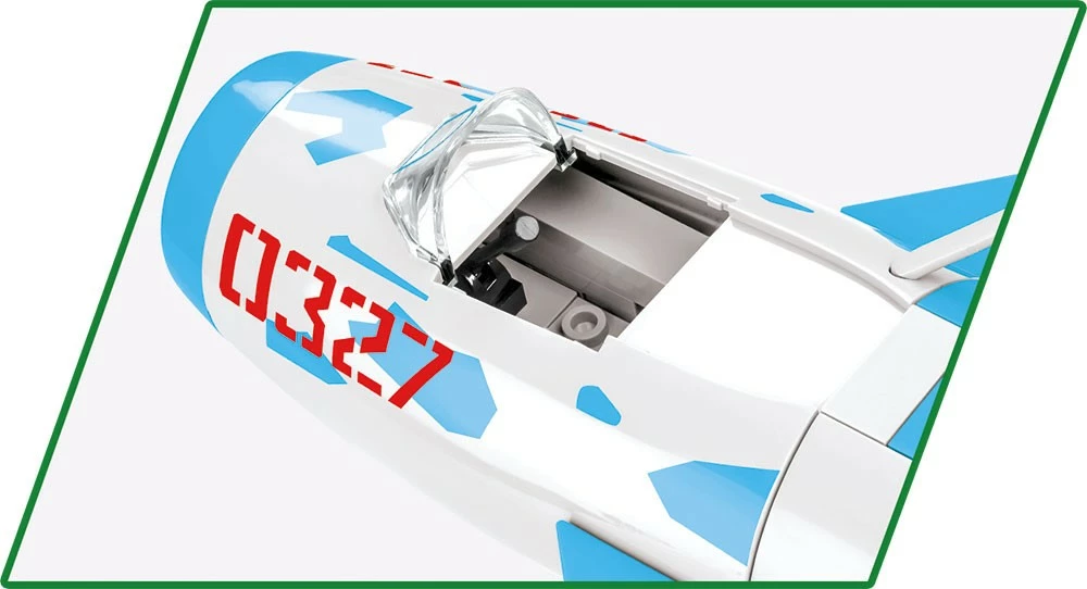 Set ndërtimi Cobi Klocki MiG-17 Fresco, Historical Collection, 577 pjesë, me figurë piloti, Kamuflazh blu-bardhë