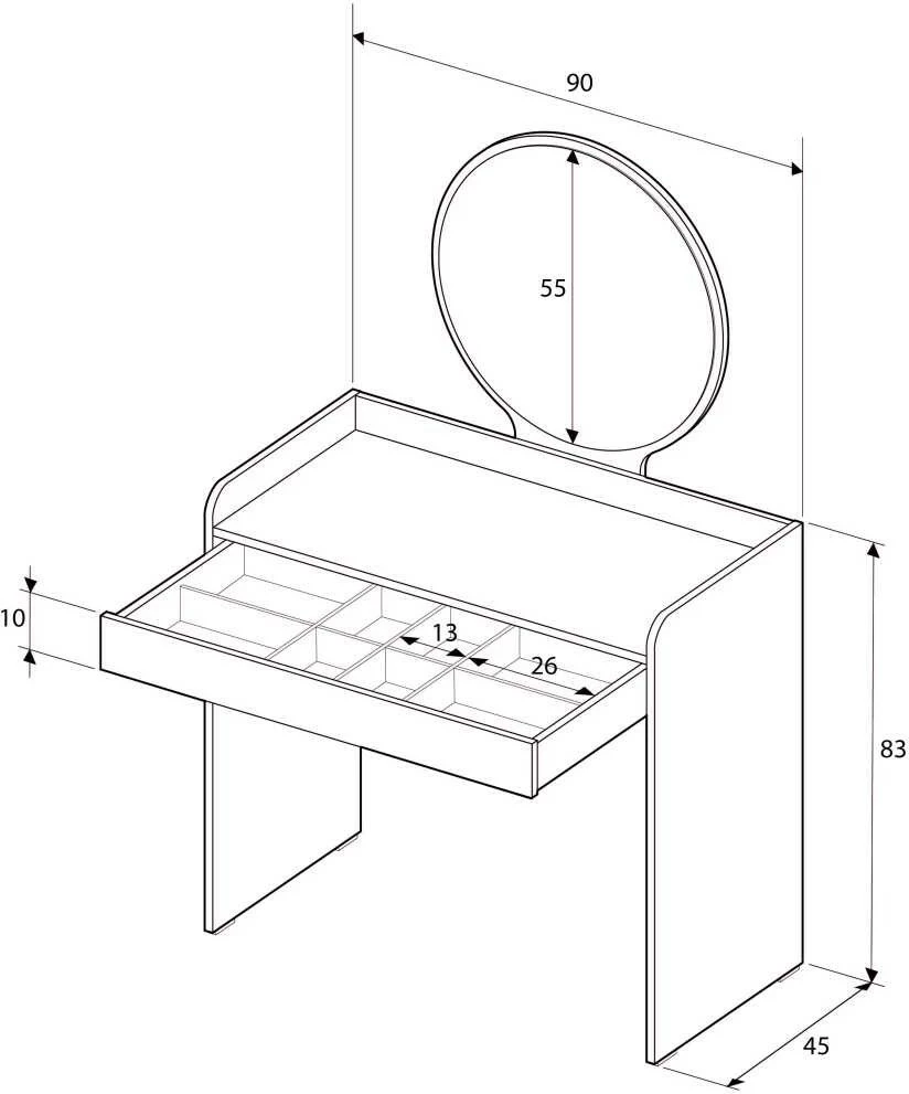 Tavolinë grimi Hanah Home, Tmu-701-Vv-1, ngjyrë mink