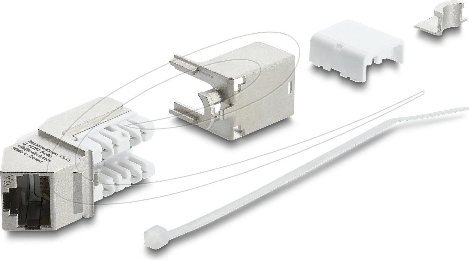 Modul keystone DeLOCK 90937, RJ45 në LSA, Cat6a, i sheshtë, 45°, i bardhë