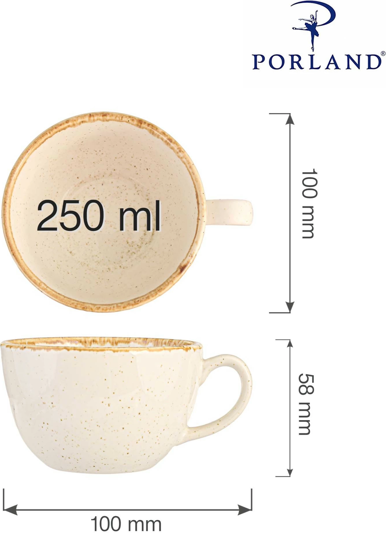 Filxhan porcelani Porland Seasons Sand 250 ml, krem, set 6 copë