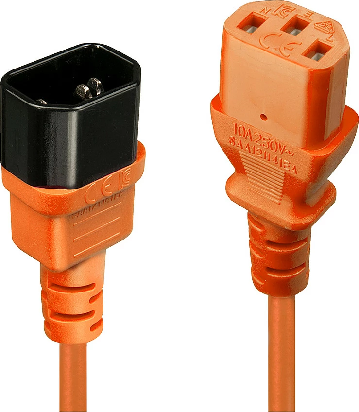 Kabllo energjie LINDY IEC C14 në C13, 2m, portokalli