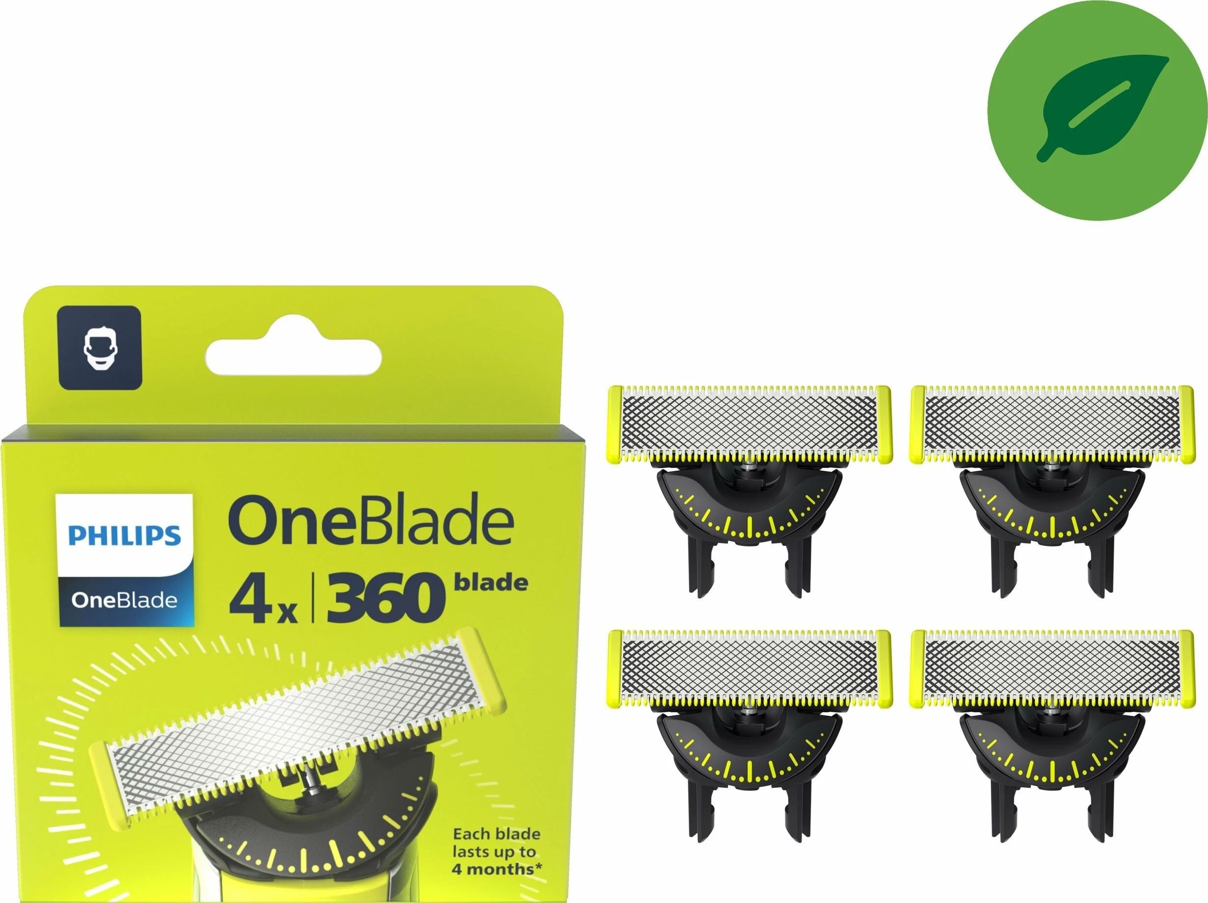 Tehë zëvendësuese për makinê rroje Philips OneBlade 360 QP440/50, 4 copë