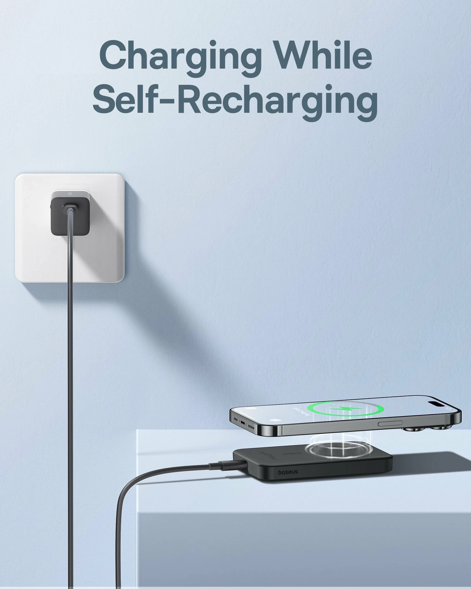 Powerbank Baseus Magnetic Mini 5000mAh 20W me karikim induktiv, i zi