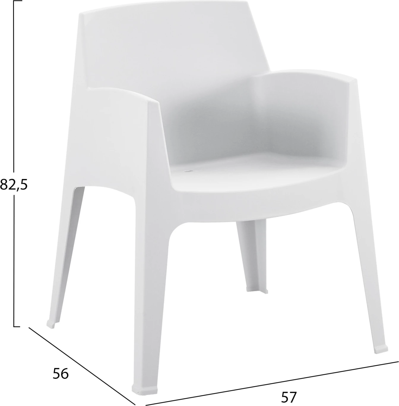 Karrige me krahë polipropileni SLEEK, e bardhë, FH6370.01, 57x56x82.5cm 6