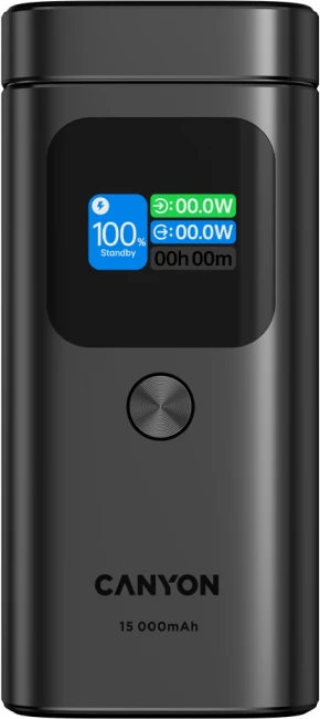Power bank magnetik Qi2 CANYON OnPower 150 15000mAh 100W, alumin, gri e errët