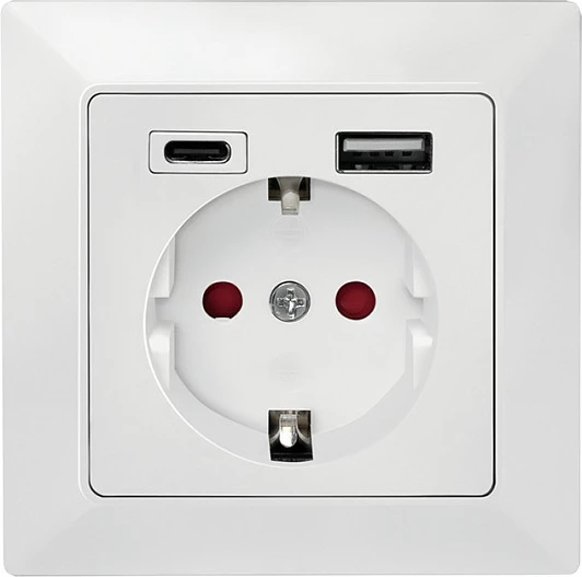 Prizë nën suva LogiLink, Schuko (CEE 7/3), USB-A + USB-C, e bardhë