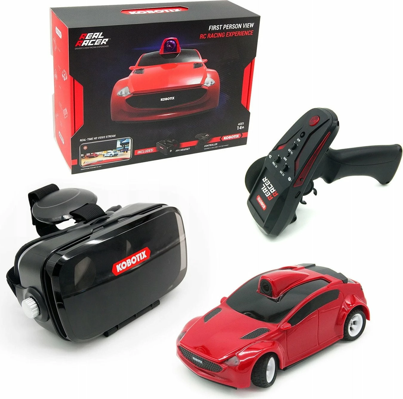 Vetura RC garash Tracer Real Racer KBRR10-0RD, kamerë HD 720p, Wi‑Fi 2.4GHz, 1:28, 15 km/h, e kuqe, set
