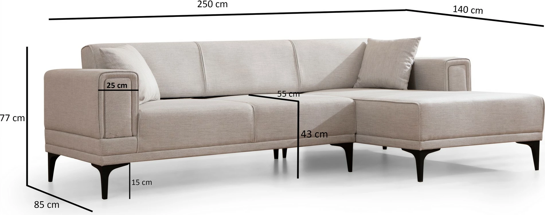 Kënd-sofë krevate Atelier del Sofa, Horizon, kënd i djathtë, ngjyrë ecru