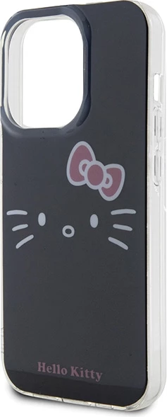 Mbështjellës Hello Kitty IML Kitty Face për iPhone 15 Pro, i zi