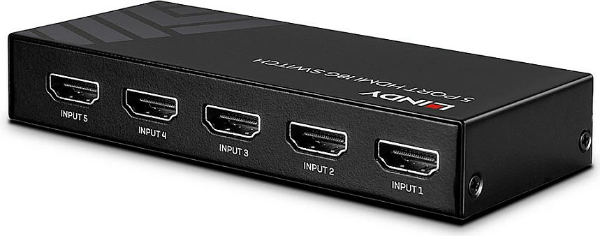 Switch HDMI LINDY 5 Port 18G, 4K@60Hz, HDR, HDMI 2.0, e zezë