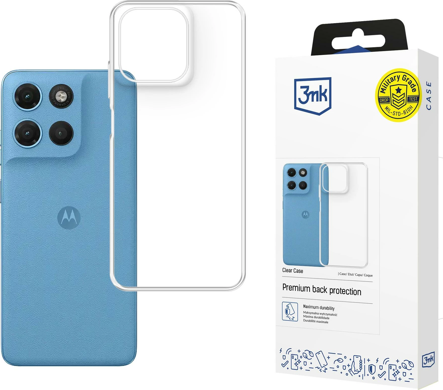 Mbështjellës 3mk Clear Case për Motorola Moto G17 / G17 Power, i hollë, Absorber125, me buzë të ngritura, transparent, në kuti